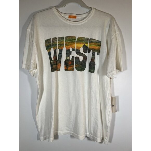 NWT Mother The Sleep Over white tshirt WEST graphic sz M oversized festival - Picture 1 of 14